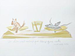 Un chien vaut mieux que deux gros rats inkscape sur aquarelle