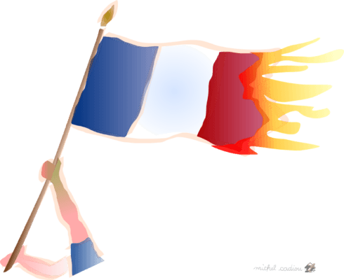 drapeau en flammes