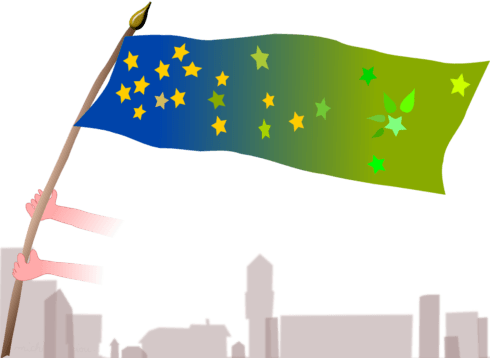 drapeau Europe étoiles vertes sur les quartiers